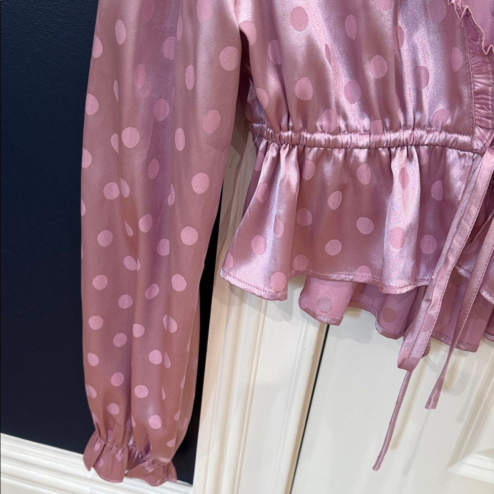 4SI3NNA Pink Polka Dot Ruffle Blouse - Picture 7 of 10